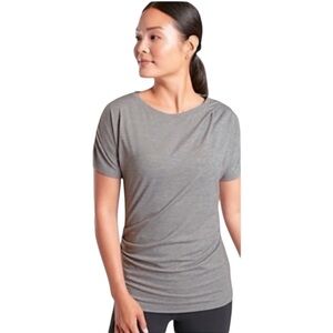 Athleta ‘Essence’ Pleated Short Sleeve Crew Neck T-Shirt in Heather Gray Size L